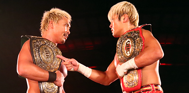 Kenoh challenging Nakajima for the GHC heavyweight belt